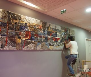 Dépose d'une mosaïque sur amiante